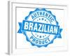 Brazilian Product Blue Grunge Stamp-aquir-Framed Art Print