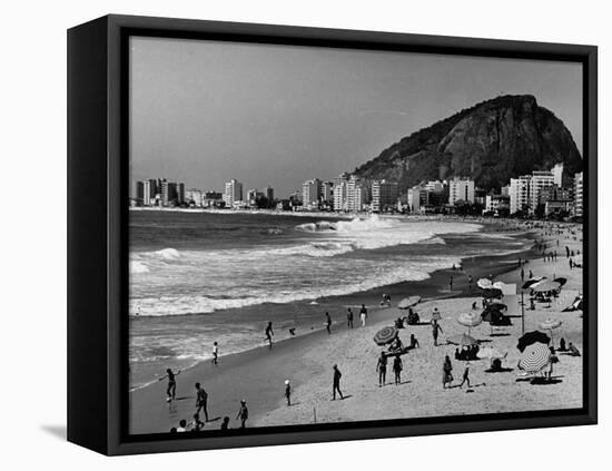 Brazilian Residents Relaxing at the Copacabana Beach-null-Framed Stretched Canvas