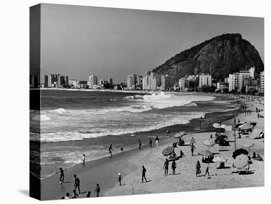 Brazilian Residents Relaxing at the Copacabana Beach-null-Stretched Canvas