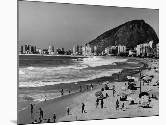 Brazilian Residents Relaxing at the Copacabana Beach-null-Mounted Photographic Print