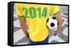 Brazilian Soccer Football Player Wears 2014 Shirt-LazyLlama-Framed Stretched Canvas