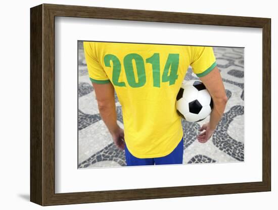 Brazilian Soccer Football Player Wears 2014 Shirt-LazyLlama-Framed Photographic Print