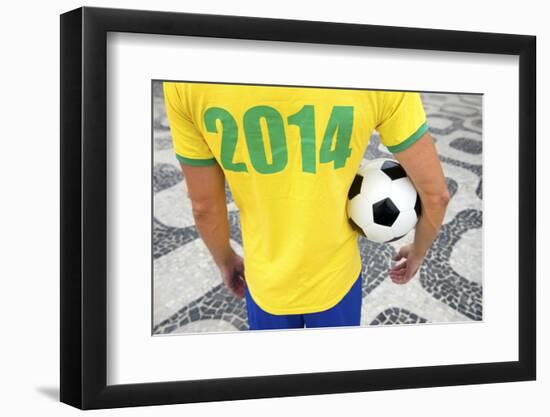 Brazilian Soccer Football Player Wears 2014 Shirt-LazyLlama-Framed Photographic Print