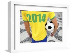 Brazilian Soccer Football Player Wears 2014 Shirt-LazyLlama-Framed Photographic Print