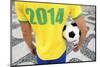 Brazilian Soccer Football Player Wears 2014 Shirt-LazyLlama-Mounted Photographic Print
