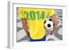 Brazilian Soccer Football Player Wears 2014 Shirt-LazyLlama-Framed Photographic Print