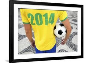 Brazilian Soccer Football Player Wears 2014 Shirt-LazyLlama-Framed Photographic Print