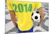 Brazilian Soccer Football Player Wears 2014 Shirt-LazyLlama-Mounted Photographic Print