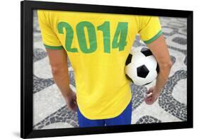 Brazilian Soccer Football Player Wears 2014 Shirt-LazyLlama-Framed Photographic Print