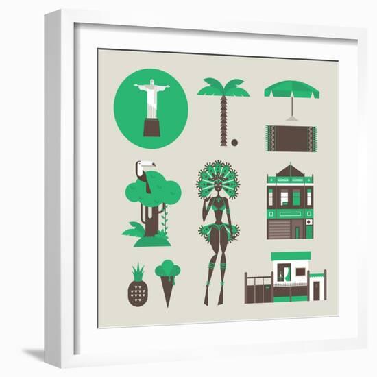 Brazillian Icons-vector pro-Framed Art Print