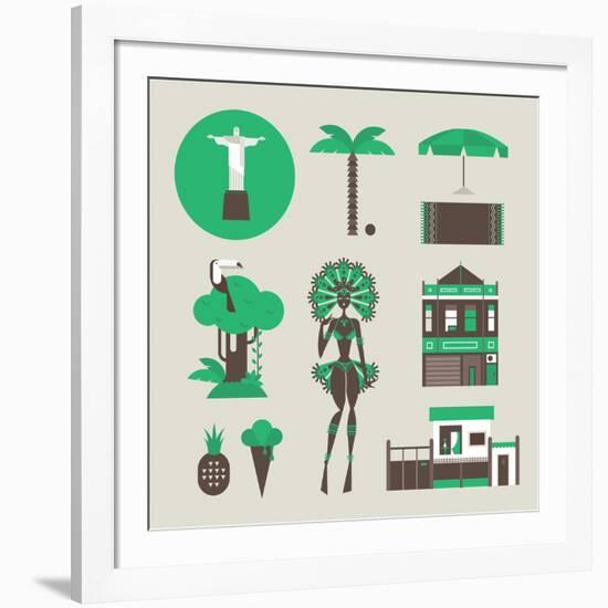 Brazillian Icons-vector pro-Framed Art Print