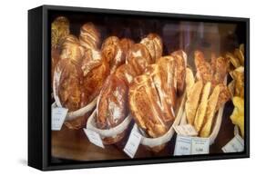 Bread in a Bakery Window-Cora Niele-Framed Stretched Canvas