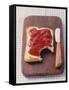Bread with Butter & Strawberry Jam on Chopping Board-null-Framed Stretched Canvas