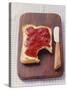 Bread with Butter & Strawberry Jam on Chopping Board-null-Stretched Canvas