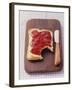 Bread with Butter & Strawberry Jam on Chopping Board-null-Framed Photographic Print