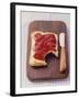 Bread with Butter & Strawberry Jam on Chopping Board-null-Framed Photographic Print