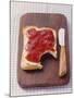 Bread with Butter & Strawberry Jam on Chopping Board-null-Mounted Photographic Print