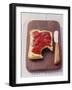 Bread with Butter & Strawberry Jam on Chopping Board-null-Framed Photographic Print