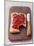 Bread with Butter & Strawberry Jam on Chopping Board-null-Mounted Photographic Print