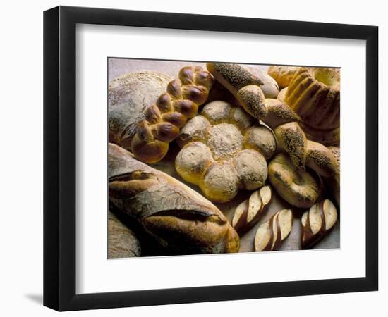 Breads Including Kugelhopfs, Pretzels and Plaited Bread, Alsace, France-John Miller-Framed Photographic Print