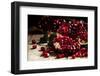 Break Azerbaijan Pomegranate on an Old Table in a Rustic Style, Vintage Wooden Background, Selectiv-5PH-Framed Photographic Print