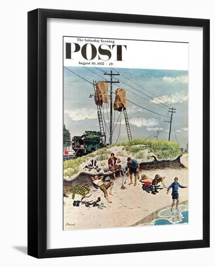 "Break Time" Saturday Evening Post Cover, August 10, 1957-Ben Kimberly Prins-Framed Giclee Print