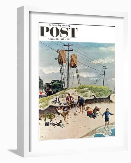 "Break Time" Saturday Evening Post Cover, August 10, 1957-Ben Kimberly Prins-Framed Giclee Print