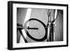 Breakdow - Bicycle On Road Black And White Photography-slidezero-Framed Art Print