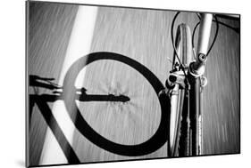 Breakdow - Bicycle On Road Black And White Photography-slidezero-Mounted Art Print