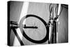 Breakdow - Bicycle On Road Black And White Photography-slidezero-Stretched Canvas