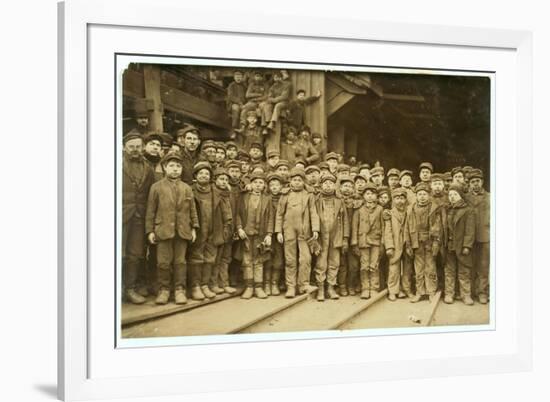 Breaker Boys Who Sort Coal by Hand at Ewen Breaker of Pennsylvania Coal Co-Lewis Wickes Hine-Framed Photographic Print