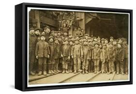 Breaker Boys Who Sort Coal by Hand at Ewen Breaker of Pennsylvania Coal Co-Lewis Wickes Hine-Framed Stretched Canvas