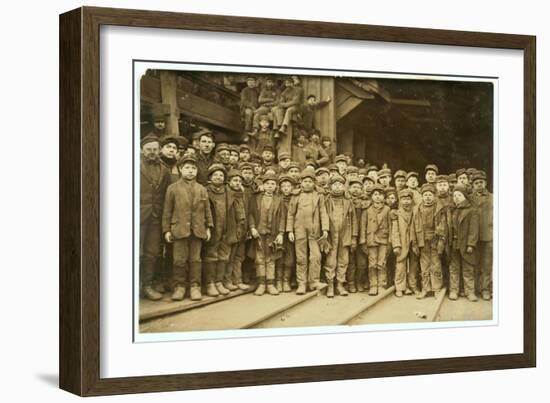 Breaker Boys Who Sort Coal by Hand at Ewen Breaker of Pennsylvania Coal Co-Lewis Wickes Hine-Framed Photographic Print