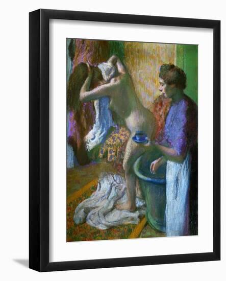 Breakfast after the bath. Pastel.-Edgar Degas-Framed Giclee Print