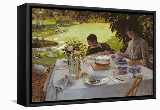 Breakfast in the Garden, 1883-Giuseppe Nittis-Framed Stretched Canvas