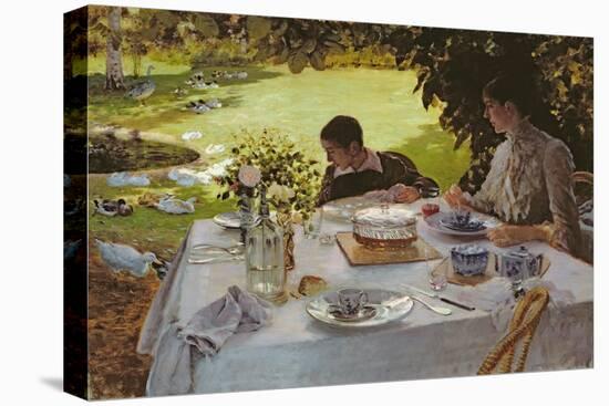 Breakfast in the Garden, 1883-Giuseppe Nittis-Stretched Canvas