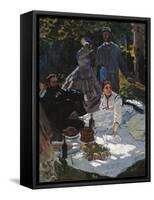 Breakfast in the Greenery-Claude Monet-Framed Stretched Canvas