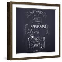 Breakfast on the Restaurant Menu Chalkboard-incomible-Framed Art Print