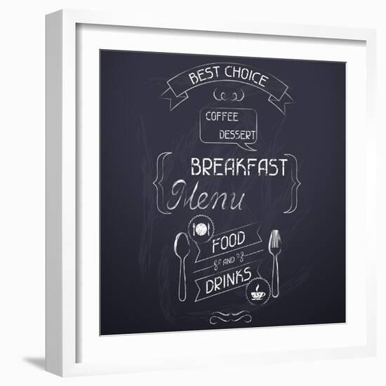 Breakfast on the Restaurant Menu Chalkboard-incomible-Framed Art Print