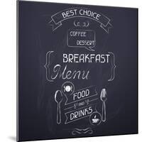 Breakfast on the Restaurant Menu Chalkboard-incomible-Mounted Art Print