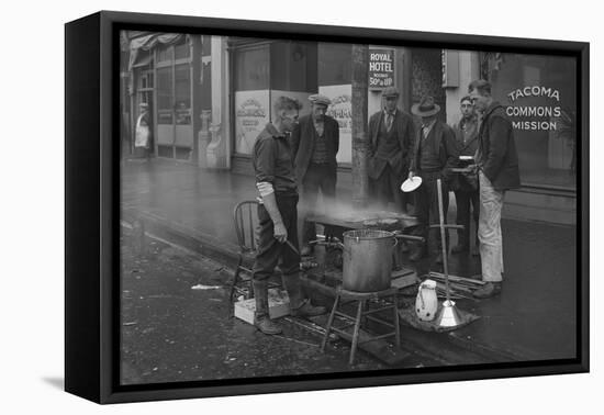 Breakfast Outside the Tacoma Commons Mission, 1930-Chapin Bowen-Framed Stretched Canvas