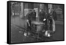 Breakfast Outside the Tacoma Commons Mission, 1930-Chapin Bowen-Framed Stretched Canvas