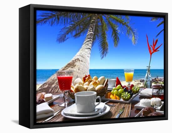 Breakfast Room on the Beach-luiz rocha-Framed Stretched Canvas