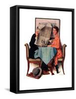 "Breakfast Table" or "Behind the Newspaper", August 23,1930-Norman Rockwell-Framed Stretched Canvas