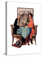 "Breakfast Table" or "Behind the Newspaper", August 23,1930-Norman Rockwell-Stretched Canvas