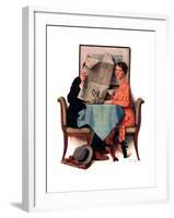 "Breakfast Table" or "Behind the Newspaper", August 23,1930-Norman Rockwell-Framed Giclee Print