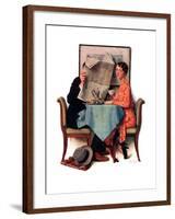 "Breakfast Table" or "Behind the Newspaper", August 23,1930-Norman Rockwell-Framed Giclee Print