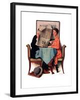 "Breakfast Table" or "Behind the Newspaper", August 23,1930-Norman Rockwell-Framed Giclee Print