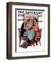 "Breakfast Table" or "Behind the Newspaper" Saturday Evening Post Cover, August 23,1930-Norman Rockwell-Framed Giclee Print