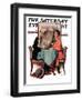 "Breakfast Table" or "Behind the Newspaper" Saturday Evening Post Cover, August 23,1930-Norman Rockwell-Framed Giclee Print